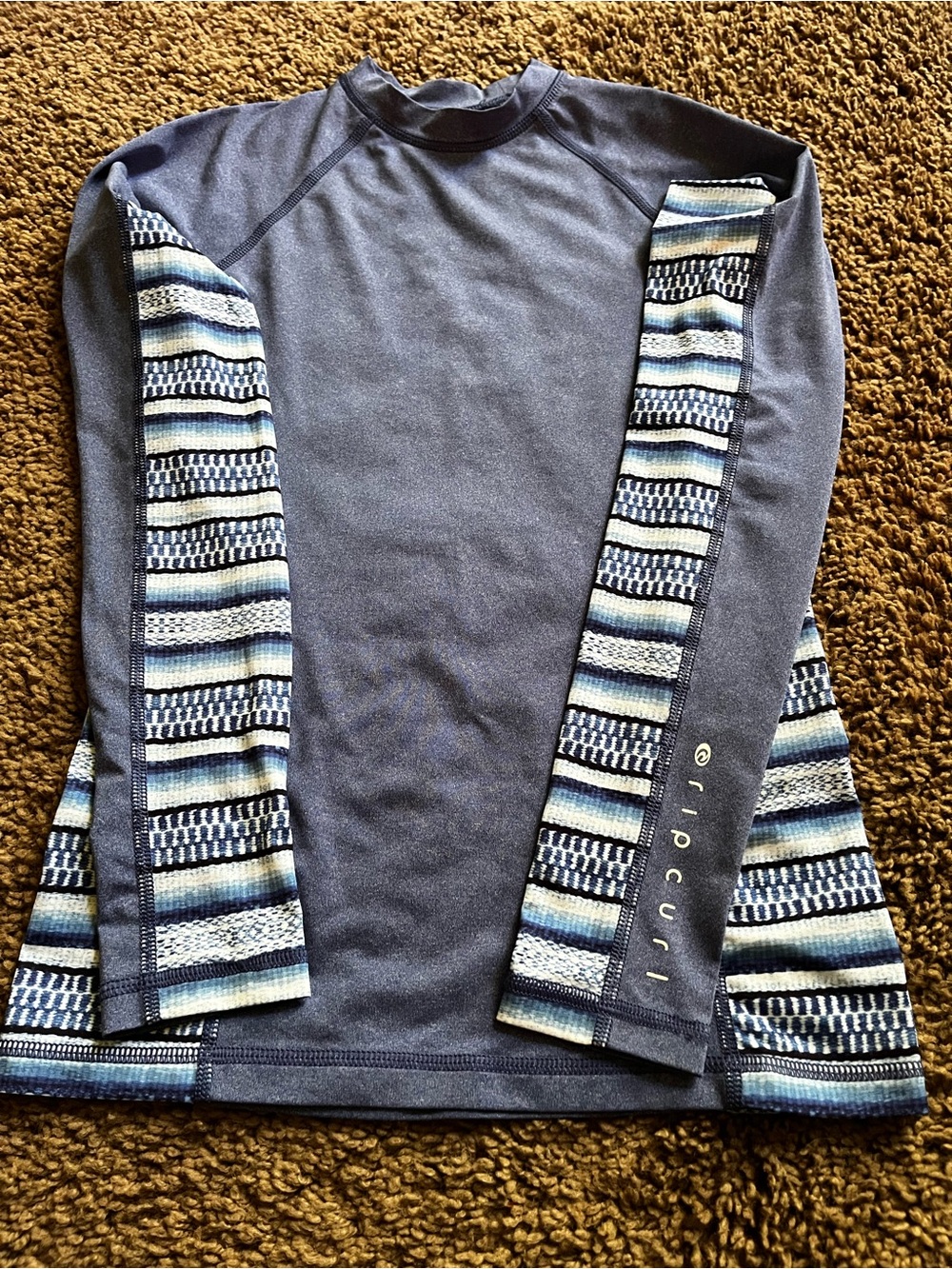 Rip Curl Women's Navy and Multi-Stripe Performance Rash guard